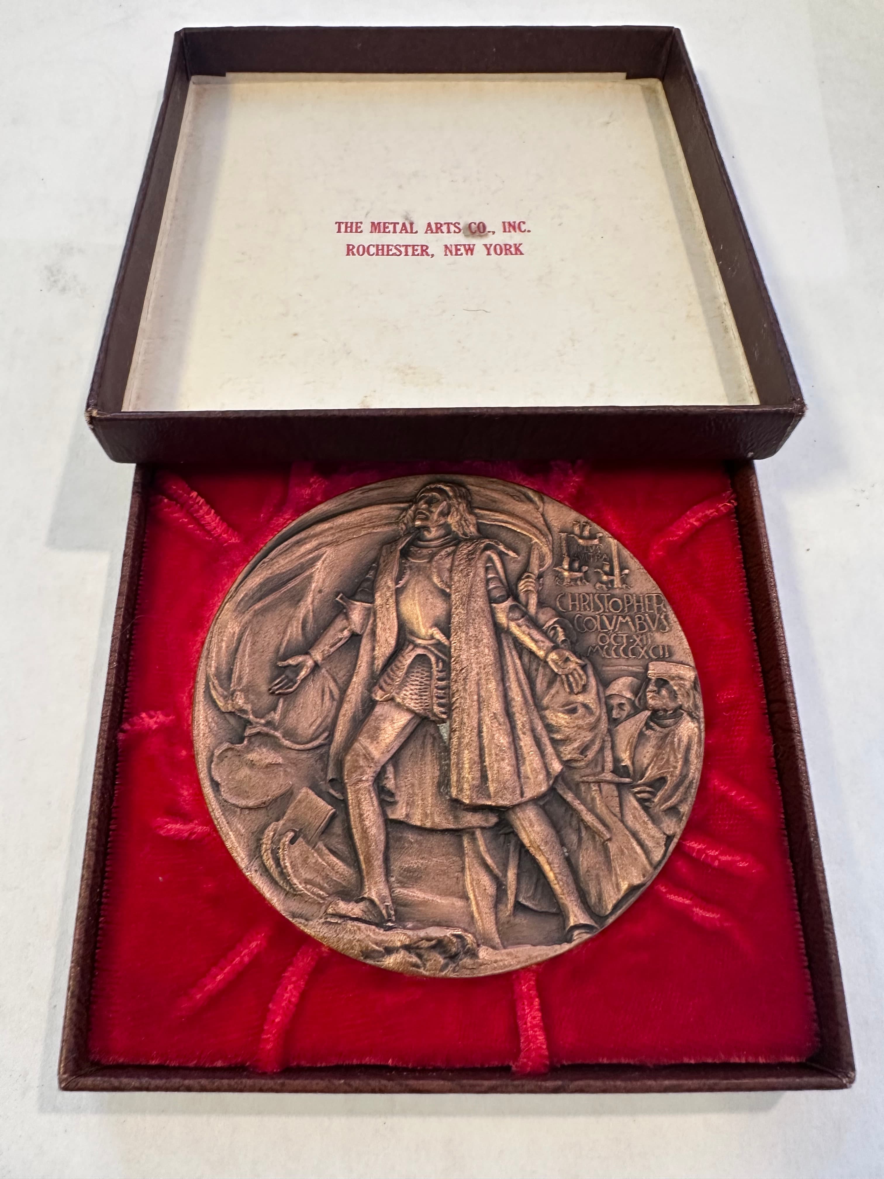 Augustus Saint-Gaudens World's Columbian Exposition Bronze Commemrative Medal - Original Box + Leaflet