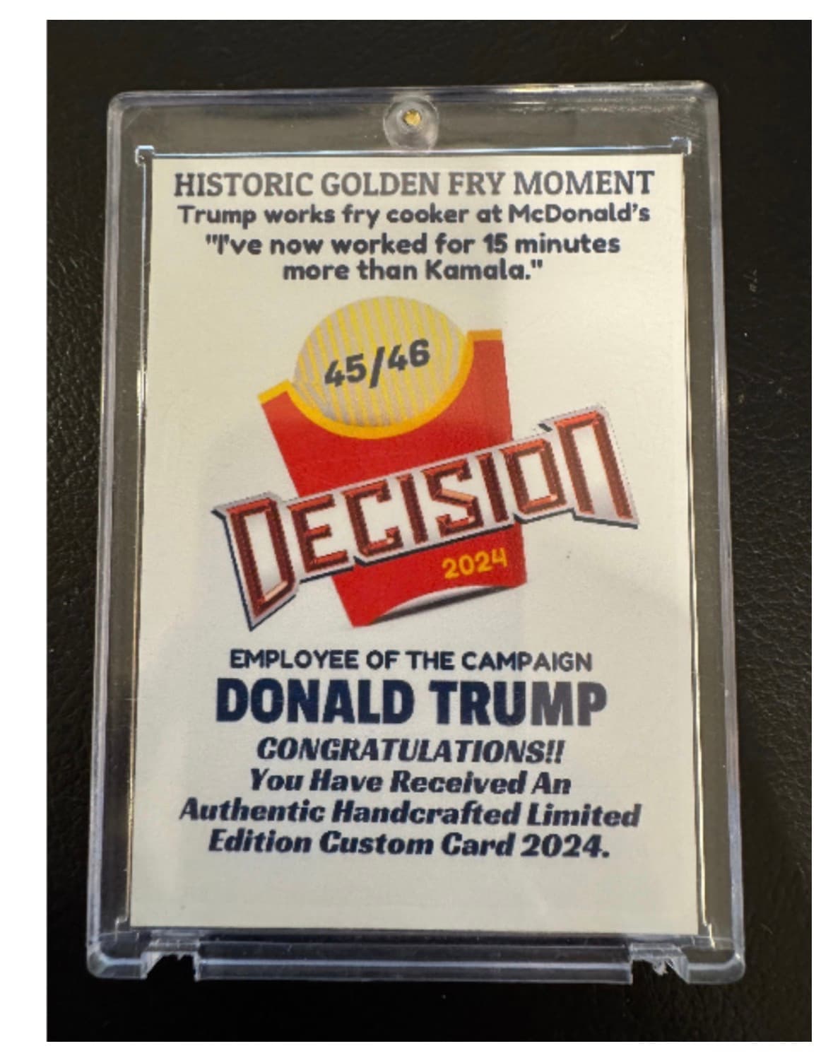 Donald Trump - "Decision 2024" - McDonald's - Card #200 - SP/SSP 2