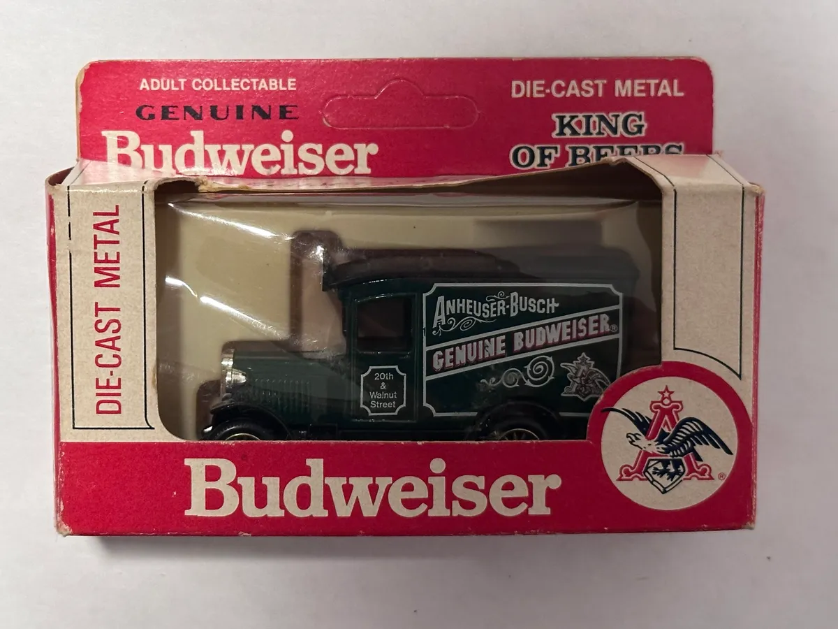 Lot of 3 Boxed Lledo Diecast Vans: Budweiser, Walkers Crisps, Liverpool Festival Gardens (1985)