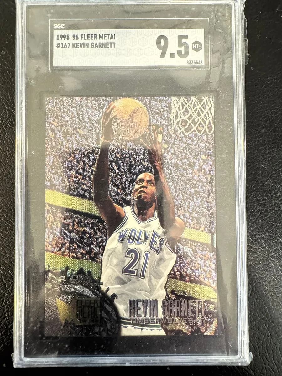 1995-96 Fleer Metal #167 Kevin Garnett Rookie Card, SGC 9.5 Mint+ 3
