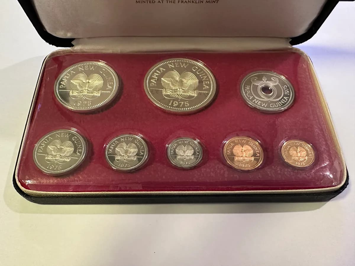 Papua New Guinea 1975 First Coinage 8-Coin Proof Set, Franklin Mint 6