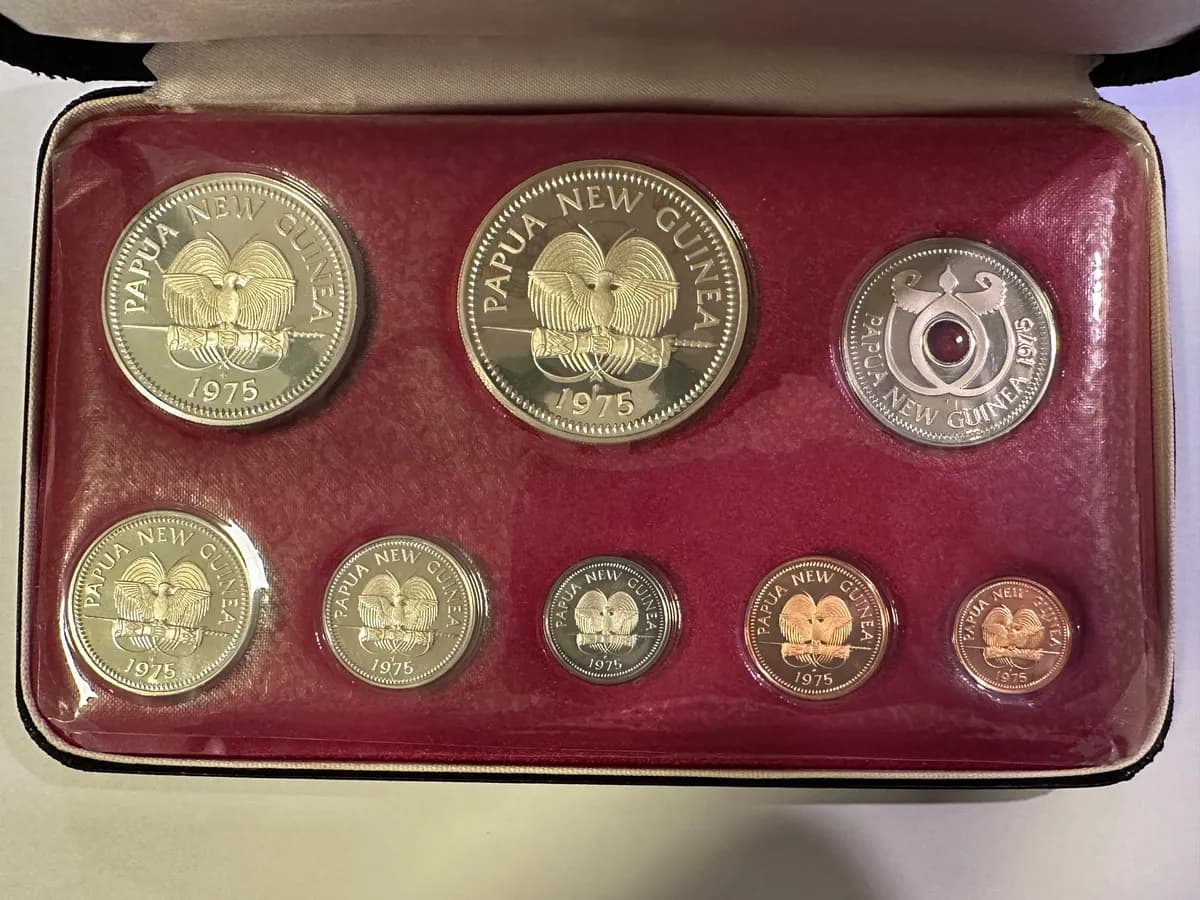Papua New Guinea 1975 First Coinage 8-Coin Proof Set, Franklin Mint 7