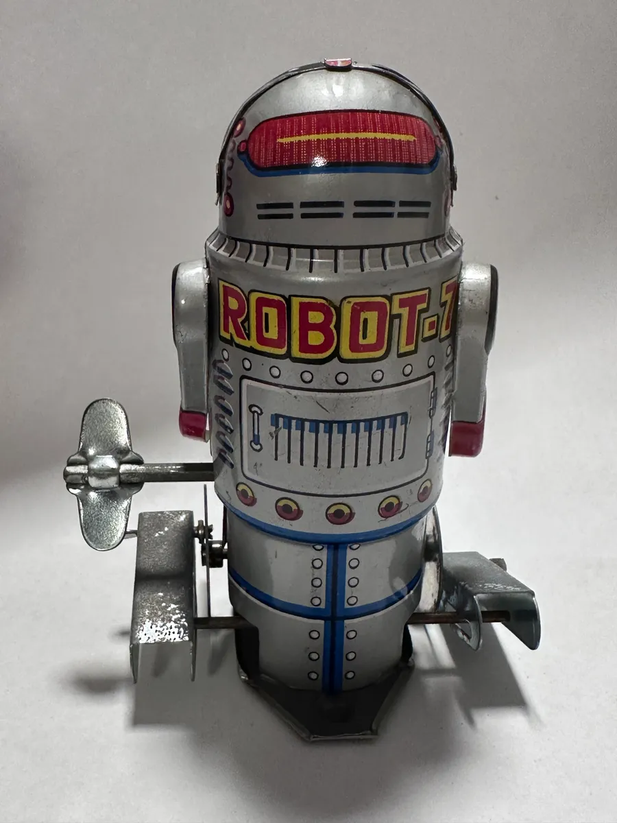 Vintage Robot-7 Mechanical Walking Tin Wind-Up Robot with Original Box, Taiwan 3