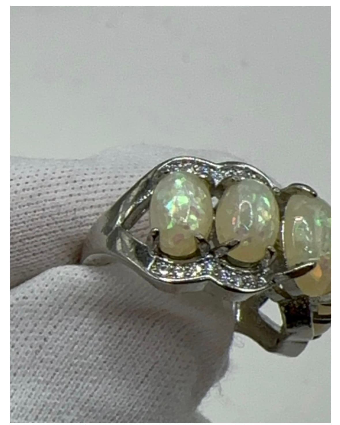 Silver Opals Ring (5 lab stones) 3