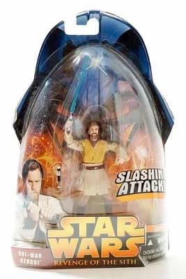 Star Wars Revenge of the Sith Obi-Wan Kenobi #1 Slashing Attack, Hasbro 2005, Carded 6