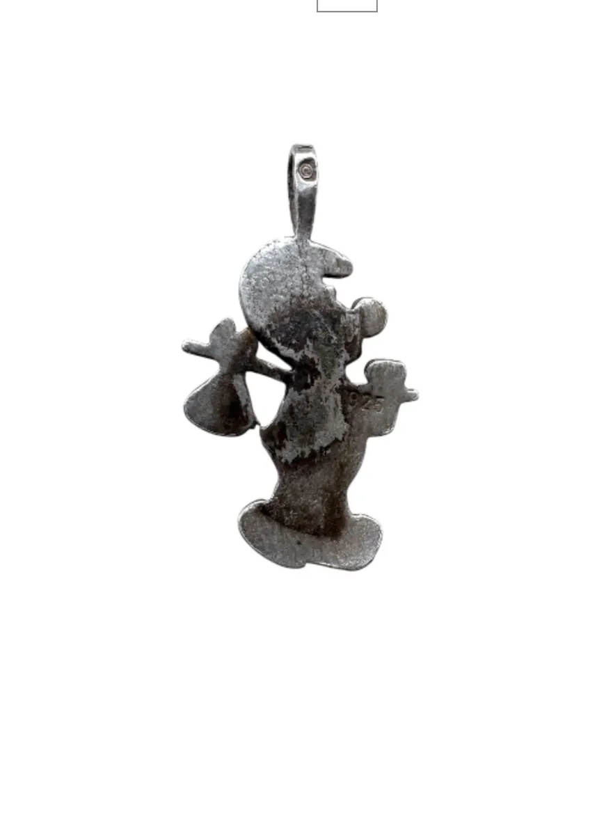 Vintage Smurfs 925 Sterling Silver Enamel Pendant – 1970s European Jewelry 2