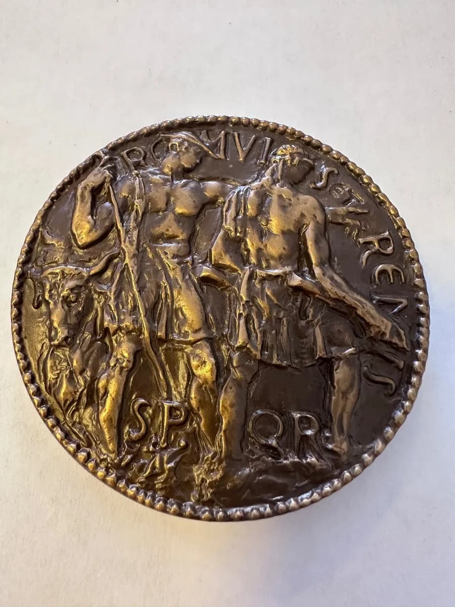 Society of Medalists 61st Issue "Roma Aeterna" Bronze Medal by Leo Lentelli, 1960, Romulus and Remus, Constantine, 73 mm, Boxed 3