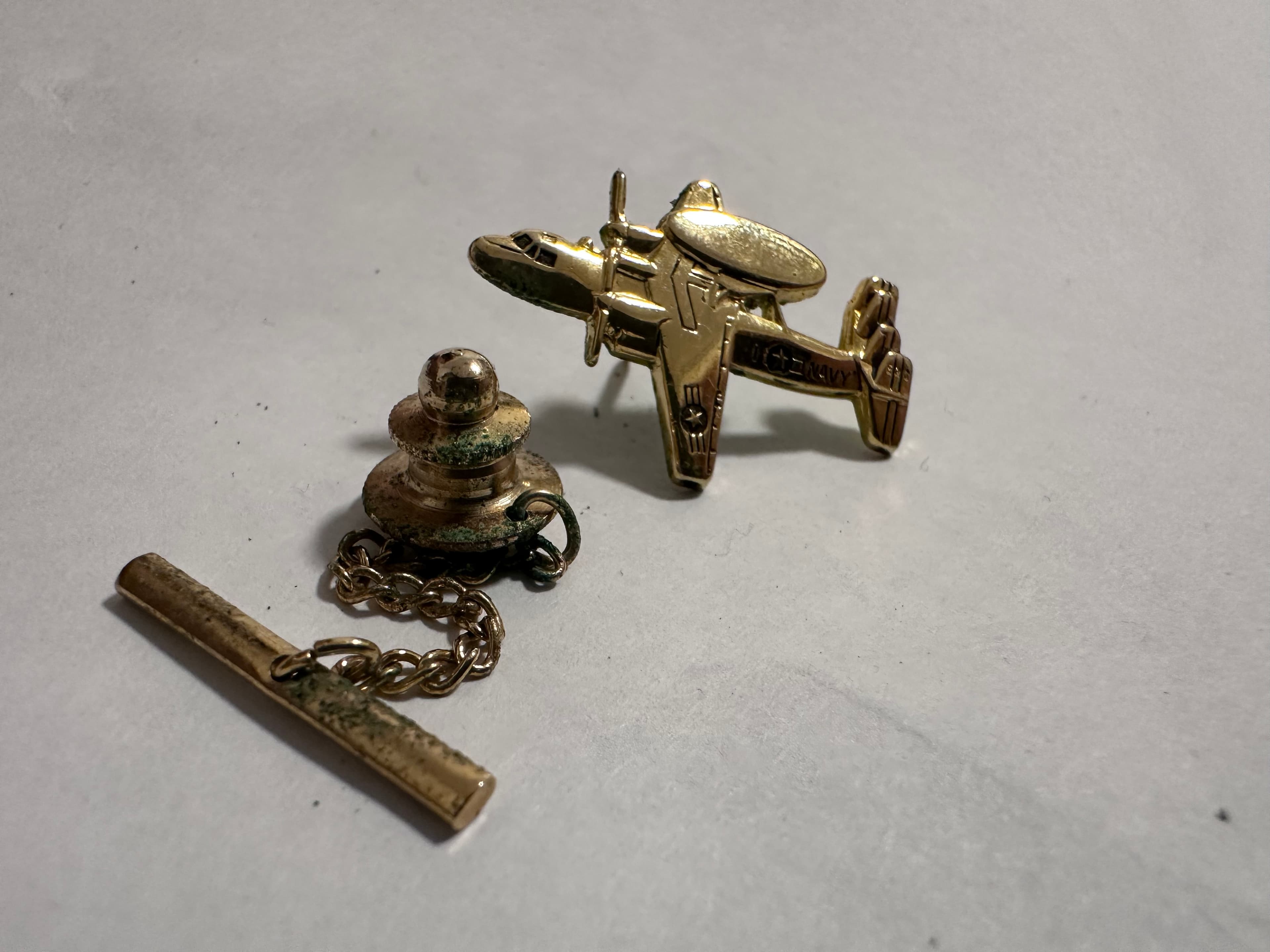 Vintage U.S. Navy E-2 Hawkeye AWACS Aircraft Tie Tack Pin - Military Aviation 3