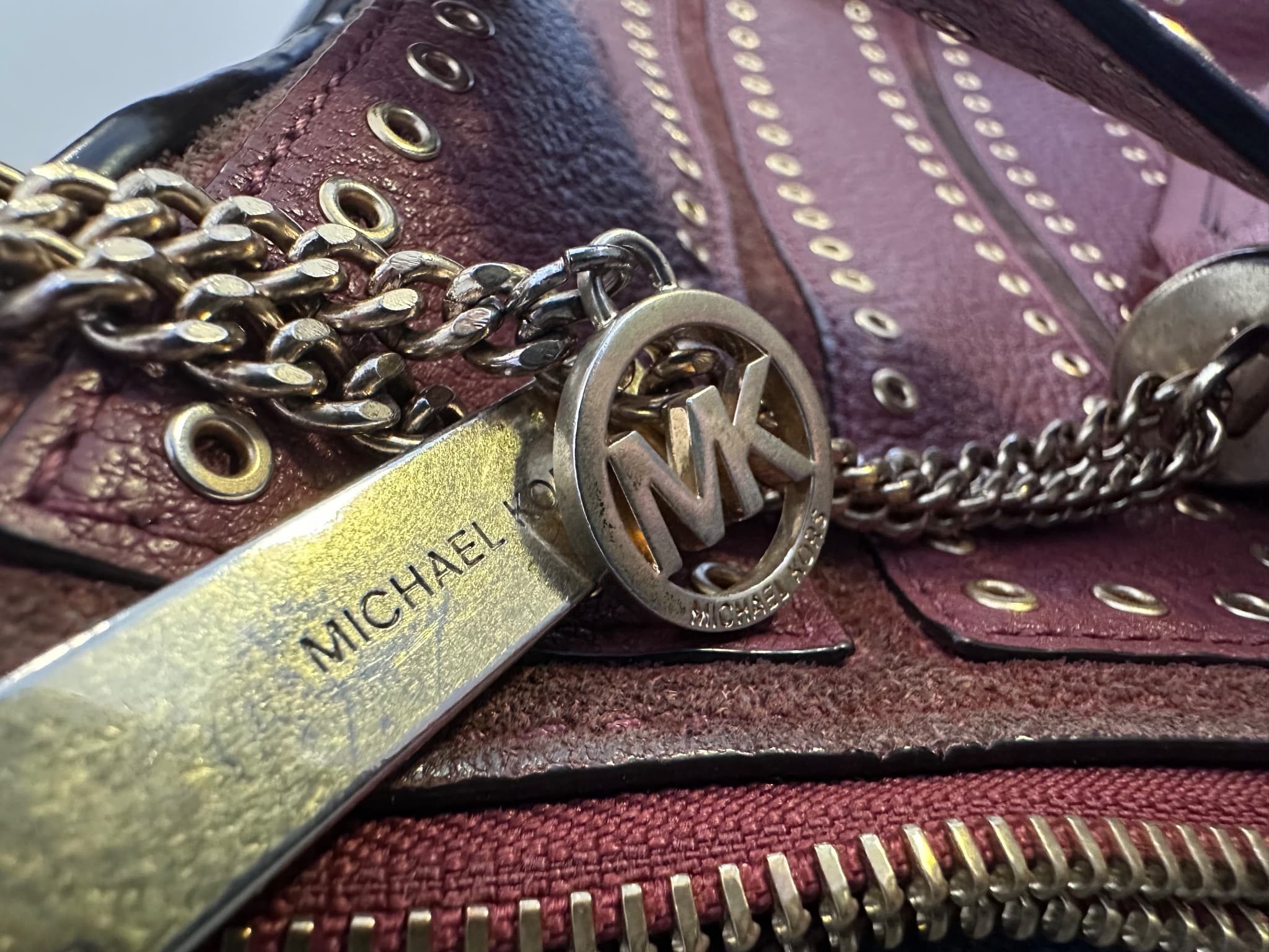 Michael Kors Brooklyn Medium Grommet Leather Hobo – Brick Red – Authentic MK Shoulder Bag 4