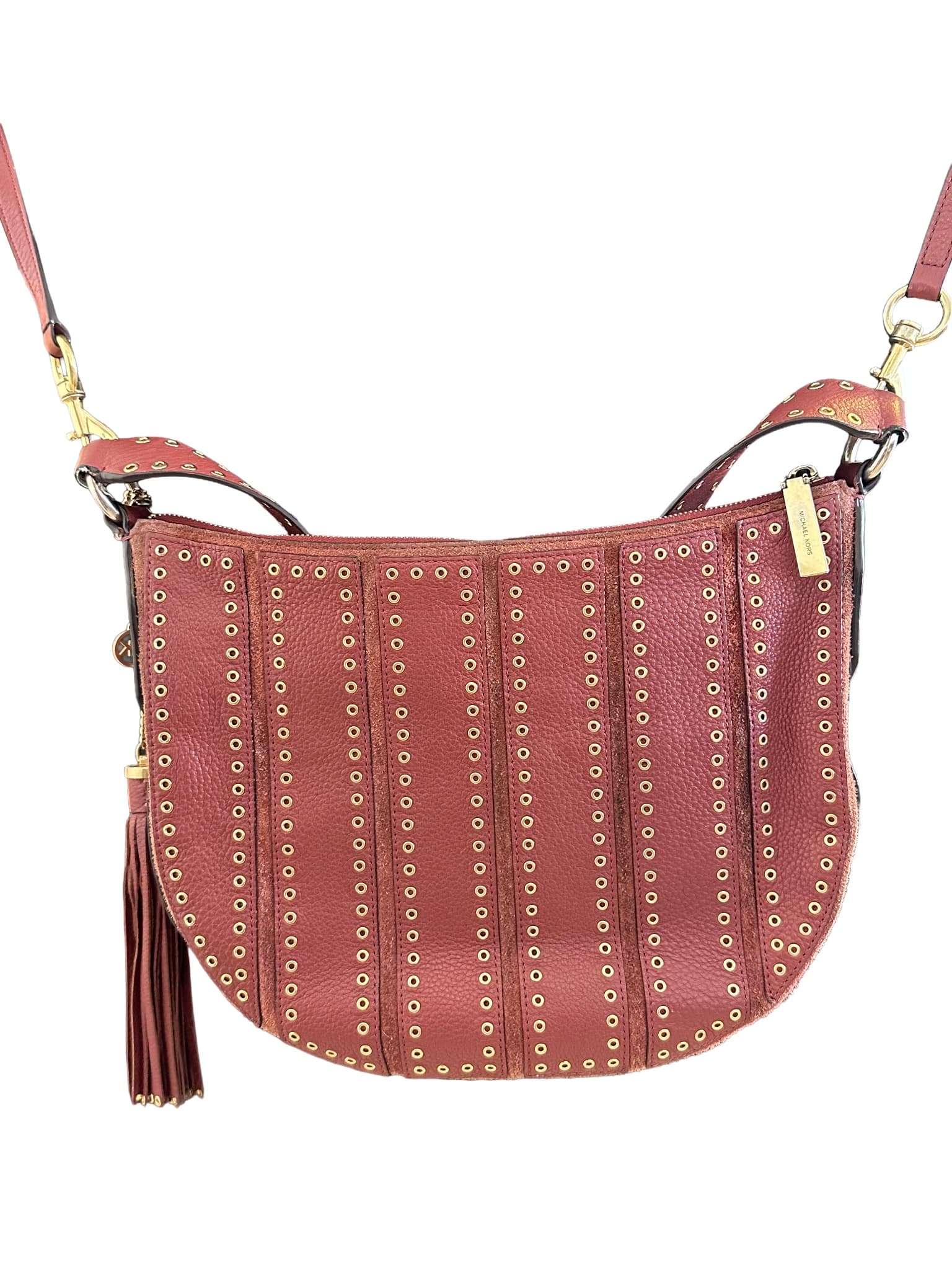 Michael Kors Brooklyn Medium Grommet Leather Hobo – Brick Red – Authentic MK Shoulder Bag 2