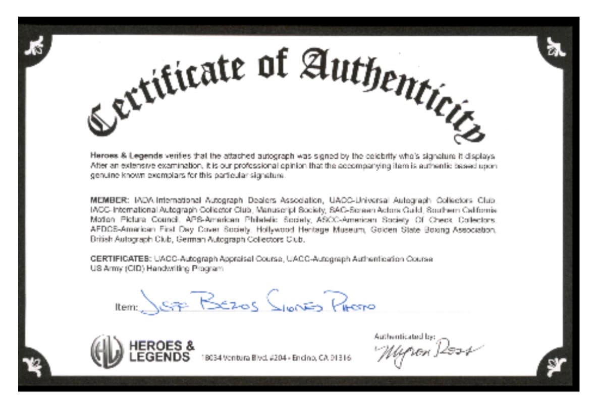 Jeff Bezos Signed Photo - Heroes & Legends COA - Autographed Photograph 3