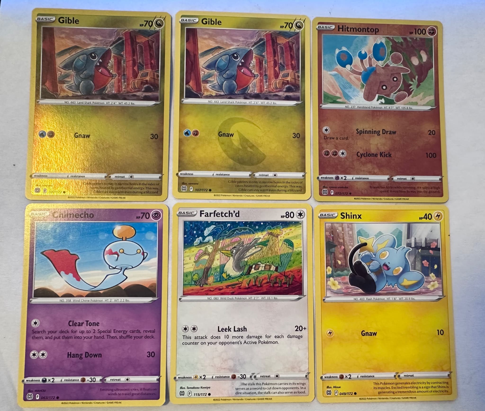 Pokémon Card Lot (10 Cards) – English & Japanese Mix + Reverse Holo Gible – Brilliant Stars / SV