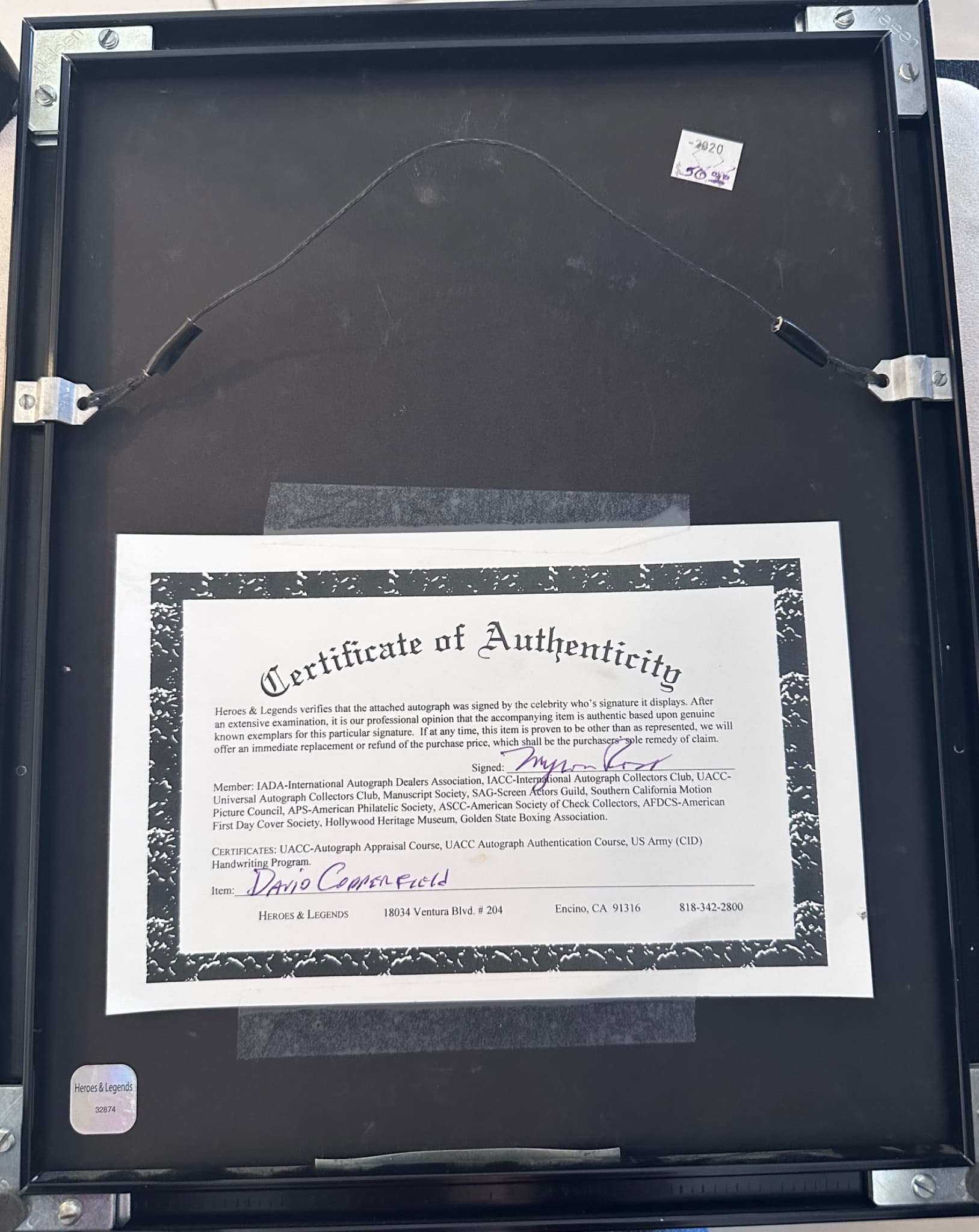 David Copperfield Signed Photo – Framed Autographed Portrait – Heroes & Legends COA 2