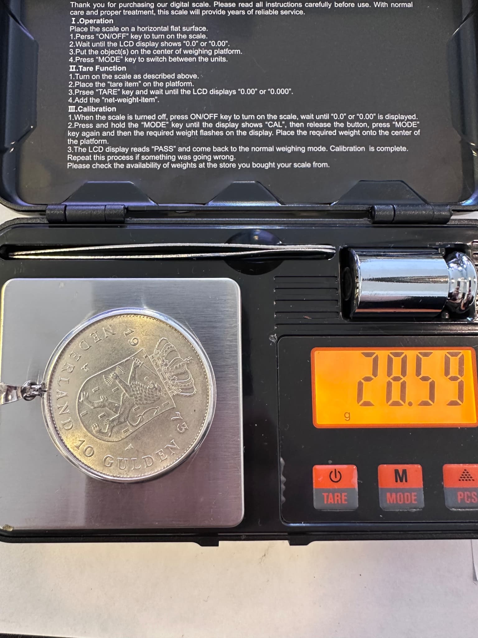 Netherlands 10 Gulden 1973 Silver Coin Pendant Queen Juliana 3