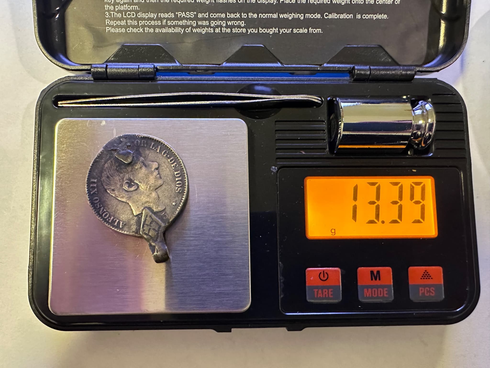 Spanish Philippines 1885 50 Centavos Silver Coin Pendant Alfonso XII 3