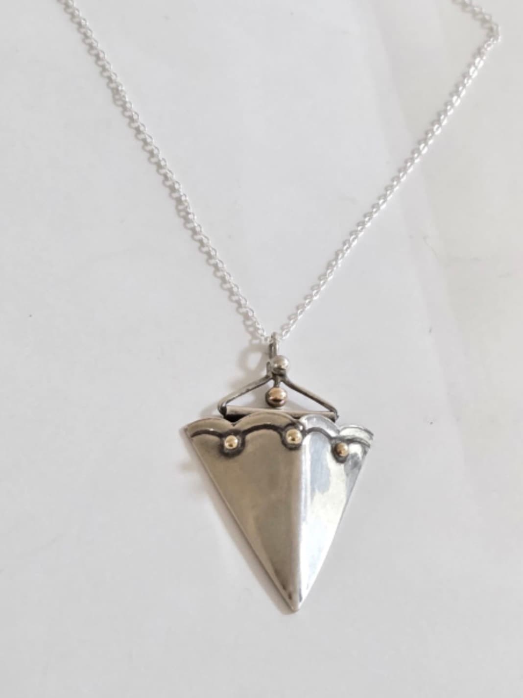 Sterling Silver 925 Necklace Handmade Pendant Gold Gilded Signed 2