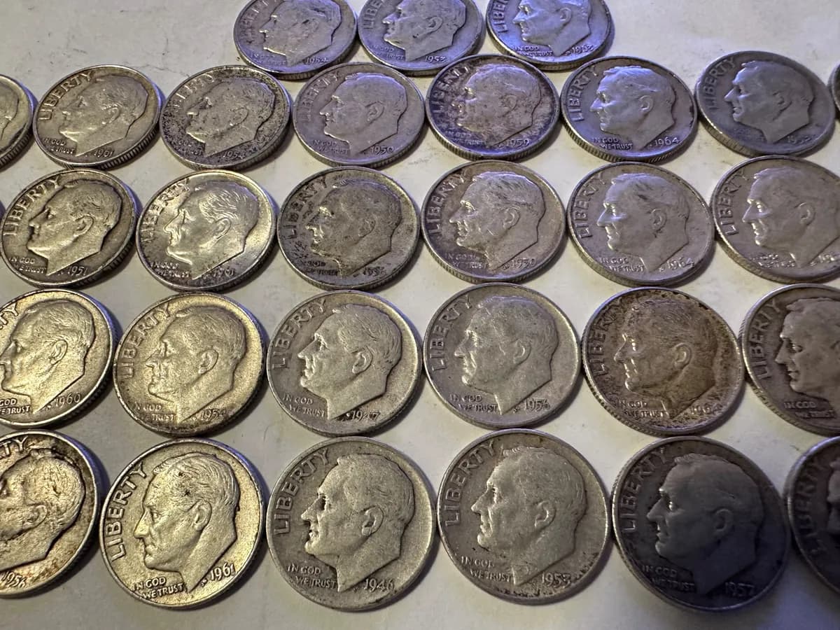 Silver Roosevelt Dime Lot 1946 to 1964 90 Percent Silver US Dimes 3