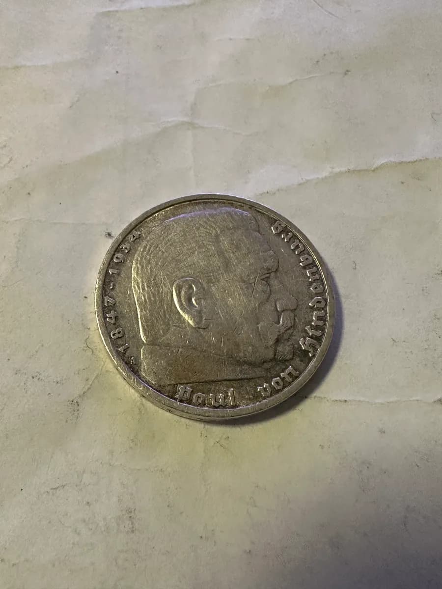 1933 Germany 5 Reichsmark Silver Coin – Paul von Hindenburg - Third Reich - 0.900 Silver
