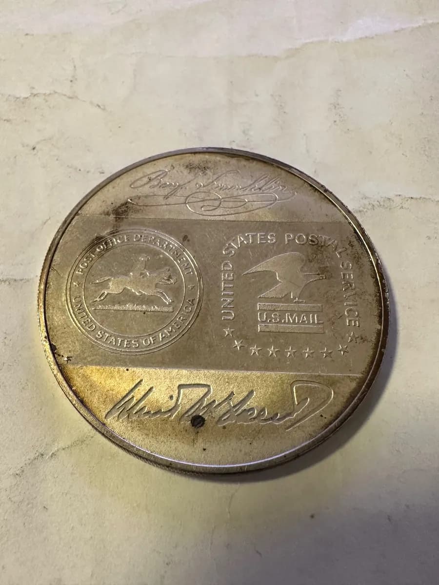 1971 Franklin Mint Sterling Silver USPS Commemorative Medal Benjamin Franklin Winton M Blount 2
