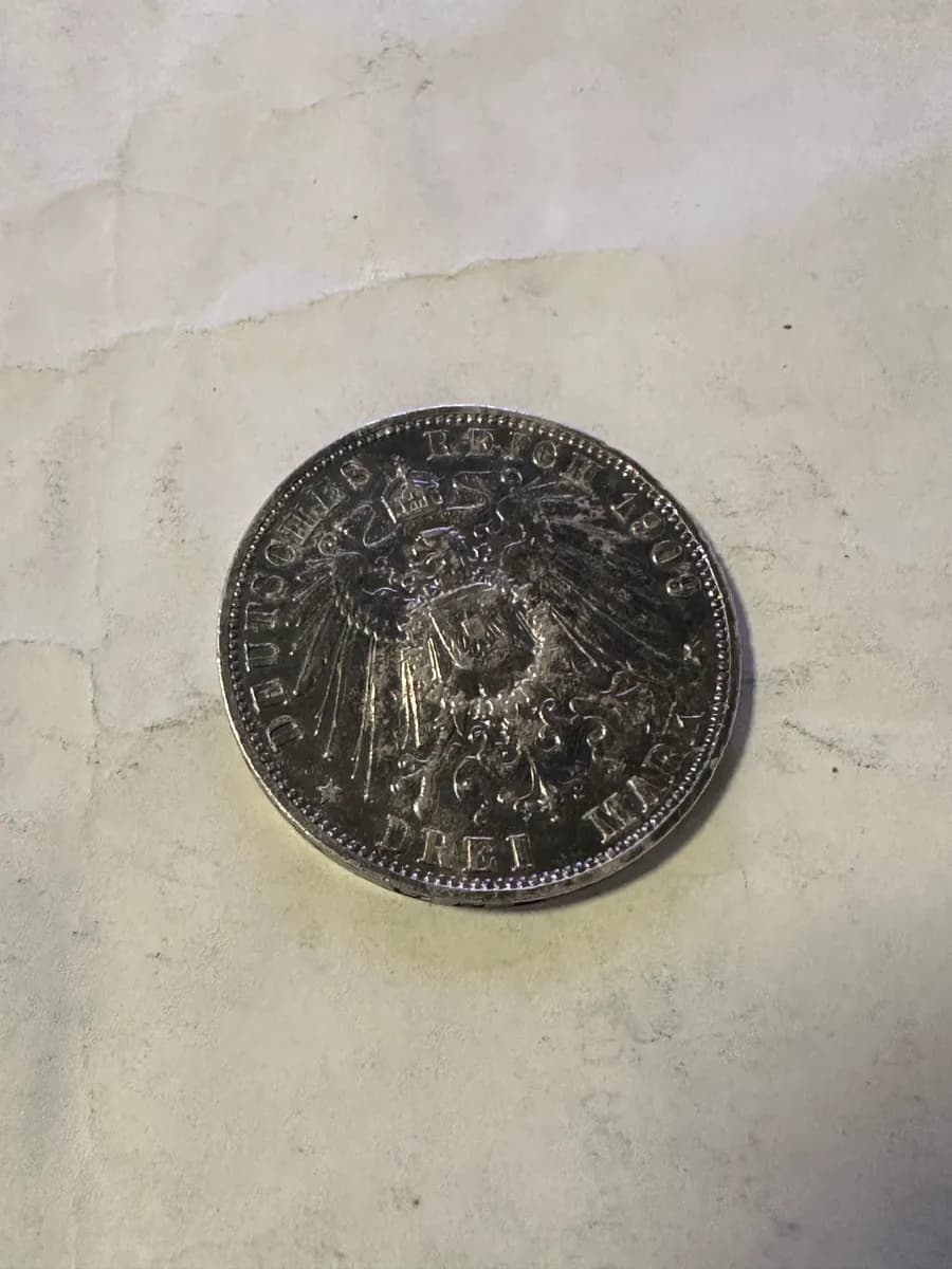 German Empire 3 Mark Silver Coin Wilhelm II 16.52g .900 Silver Deutsches Reich Eagle 2