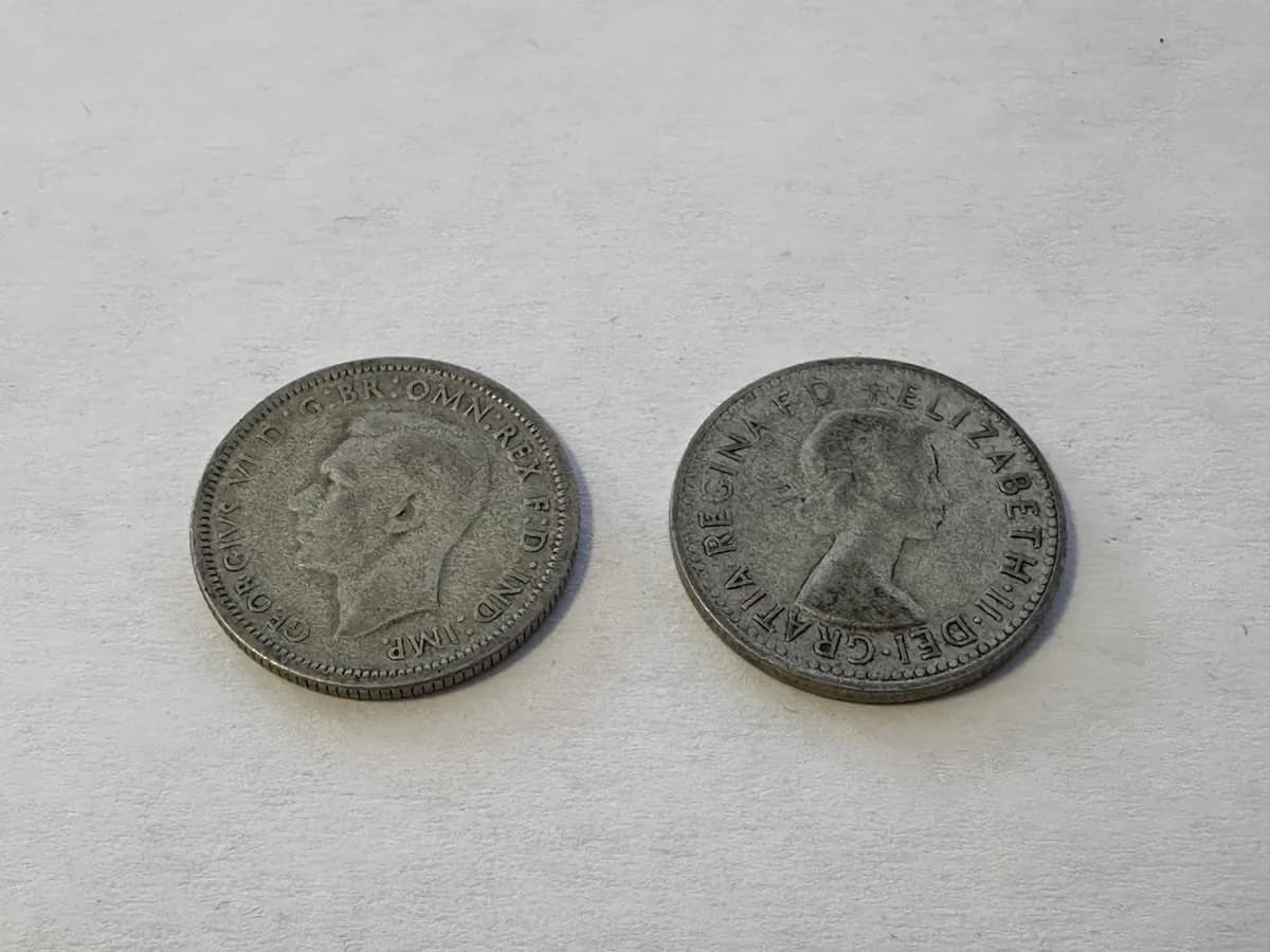 Australia Shilling Silver Coins 1946 & 1955 - Lot of 2 2