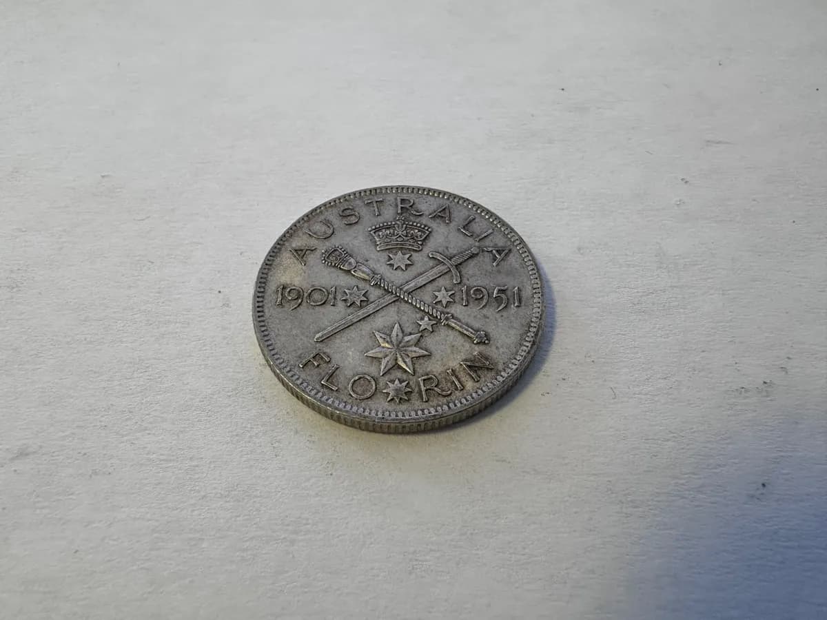 Australia 1951 Florin Silver Coin - Federation Jubilee 2
