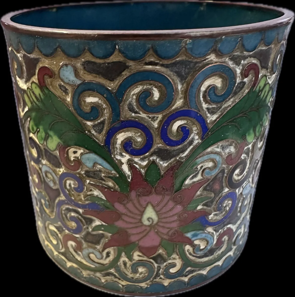 Vintage Chinese Cloisonné Enamel Brush Pot / Pen Holder, 20th Century