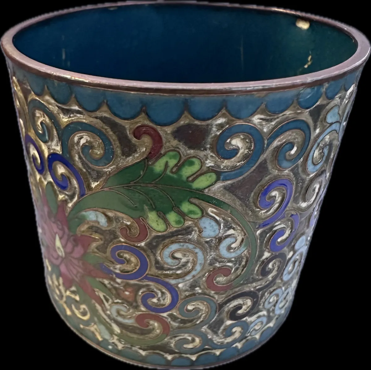 Vintage Chinese Cloisonné Enamel Brush Pot / Pen Holder, 20th Century 3