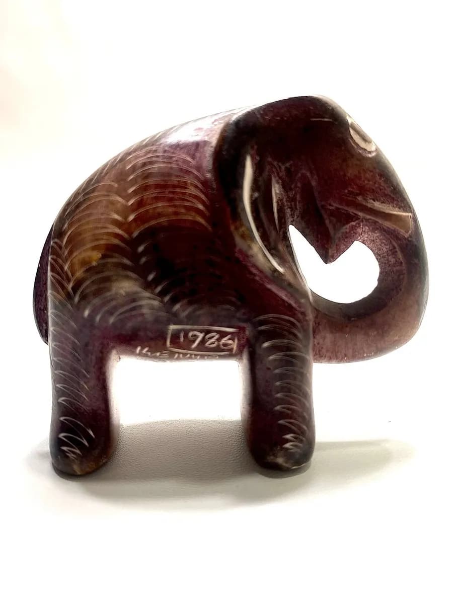 Vintage Kenya Equator Souvenir - Kisii Soapstone Carving (1986) - 6.5 × 6 cm