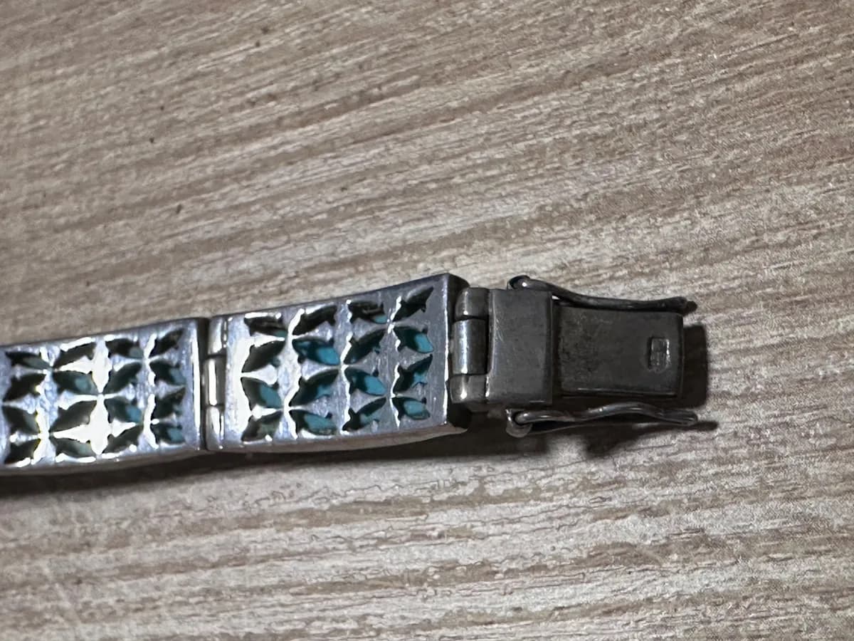 Polish Vintage Sterling Silver 925 & Turquoise Link Bracelet 4