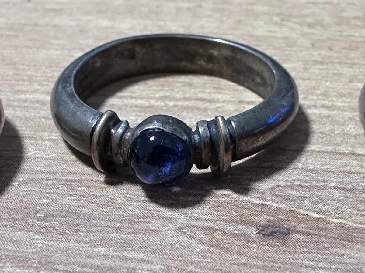 Set of 4 Vintage Silver Rings with Gemstone Cabochons 6