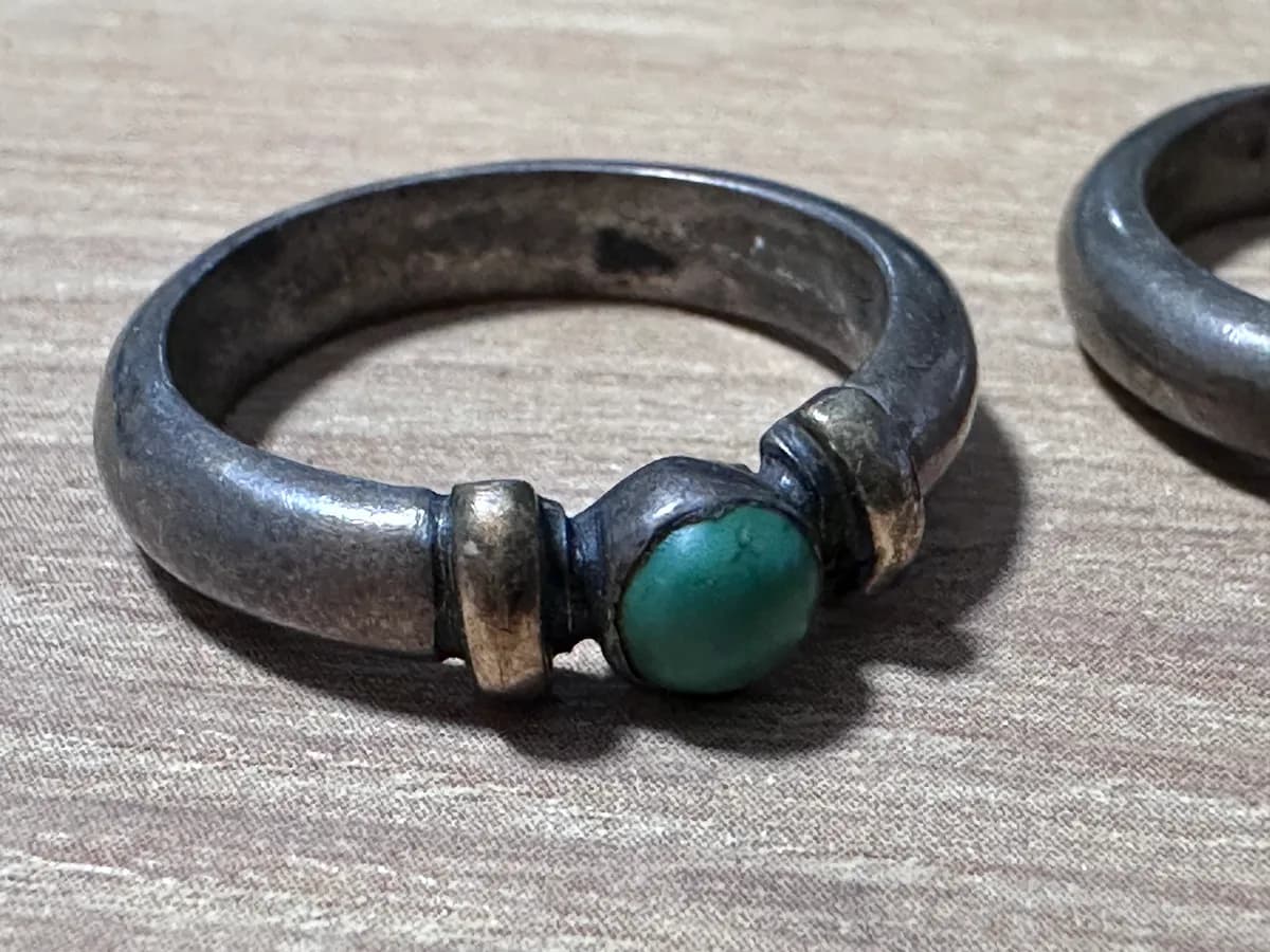 Set of 4 Vintage Silver Rings with Gemstone Cabochons 7