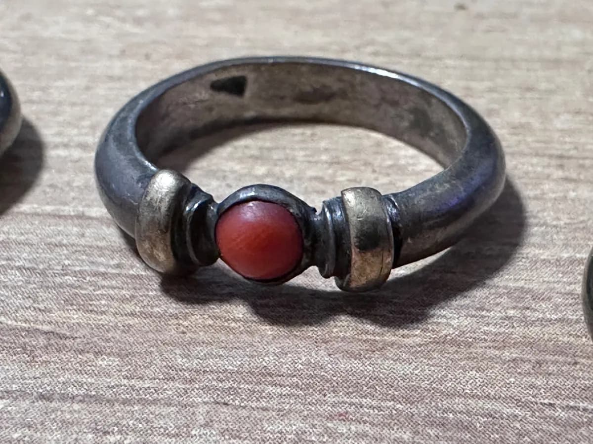 Set of 4 Vintage Silver Rings with Gemstone Cabochons 5