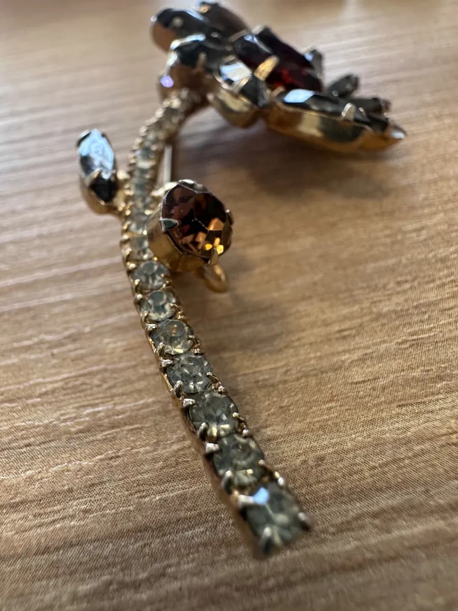 Vintage Czechoslovakian Rhinestone Flower Brooch, c. 1930s–1950s 4
