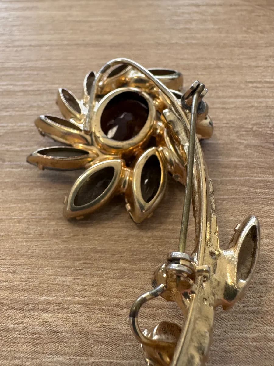 Vintage Czechoslovakian Rhinestone Flower Brooch, c. 1930s–1950s 7