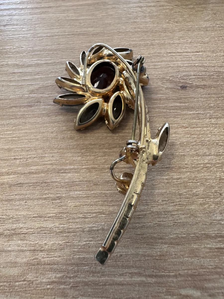 Vintage Czechoslovakian Rhinestone Flower Brooch, c. 1930s–1950s 5