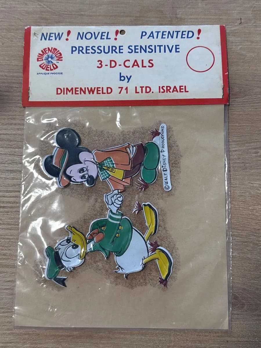 Vintage Israeli Disney 3-D-CALS Large Stickers by Dimenweld 71 - Set of 4 Sealed Packs 4