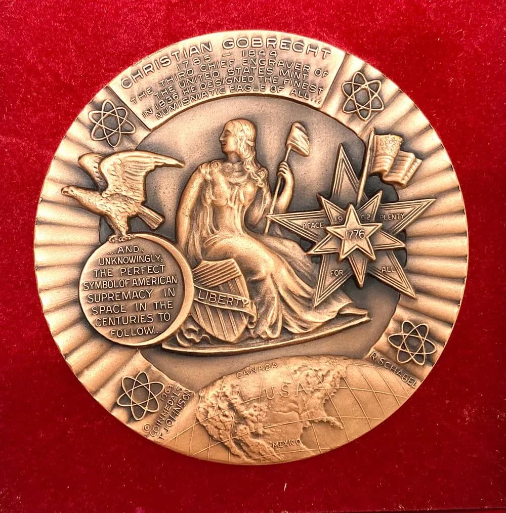 1963 Christian Gobrecht 'Coin Medals' Bronze Commemorative Medal (76mm)
