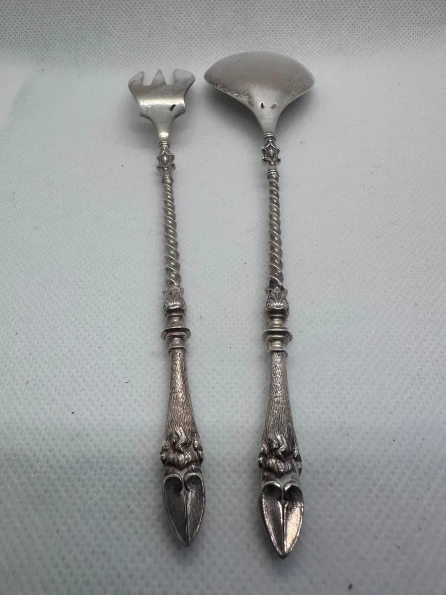 Dutch 835 Silver Salad Antipasto Serving Set 2