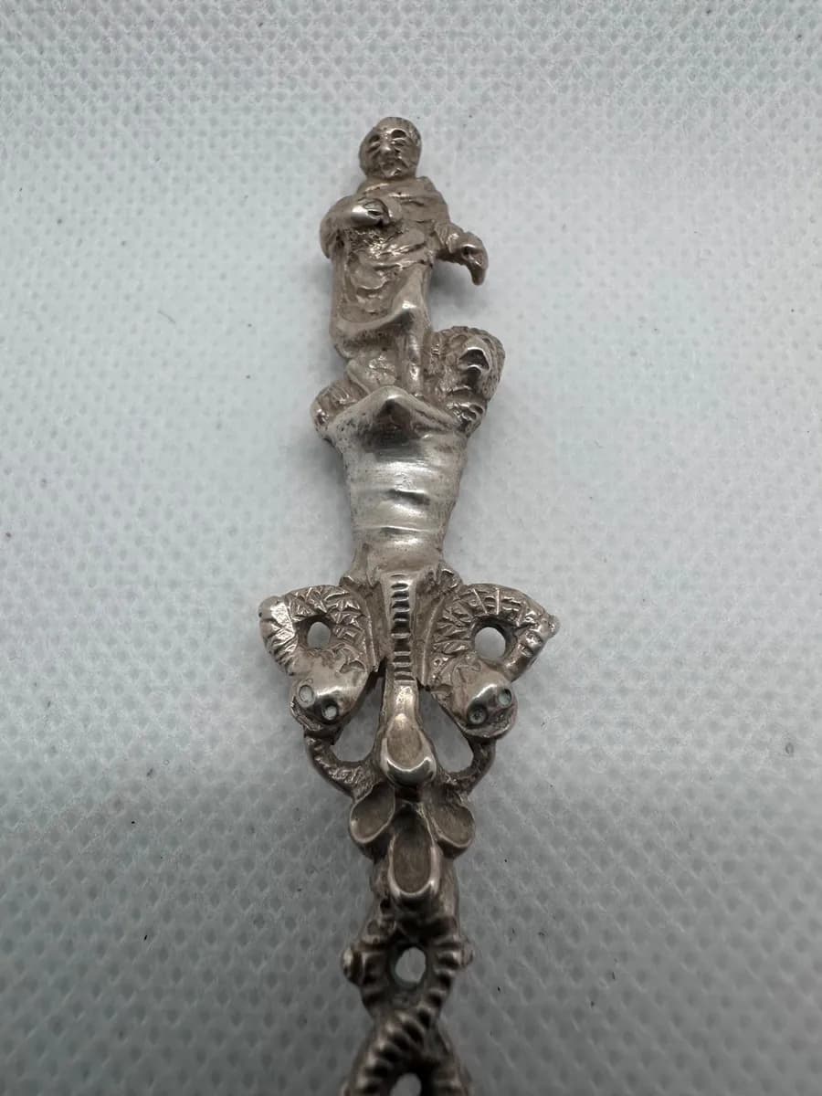 Dutch 833 Silver Serving Fork with Cast Figural Handle 5