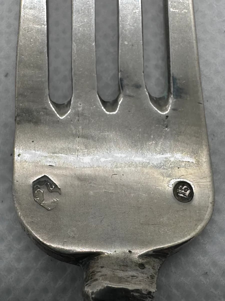Dutch 833 Silver Serving Fork with Cast Figural Handle 7