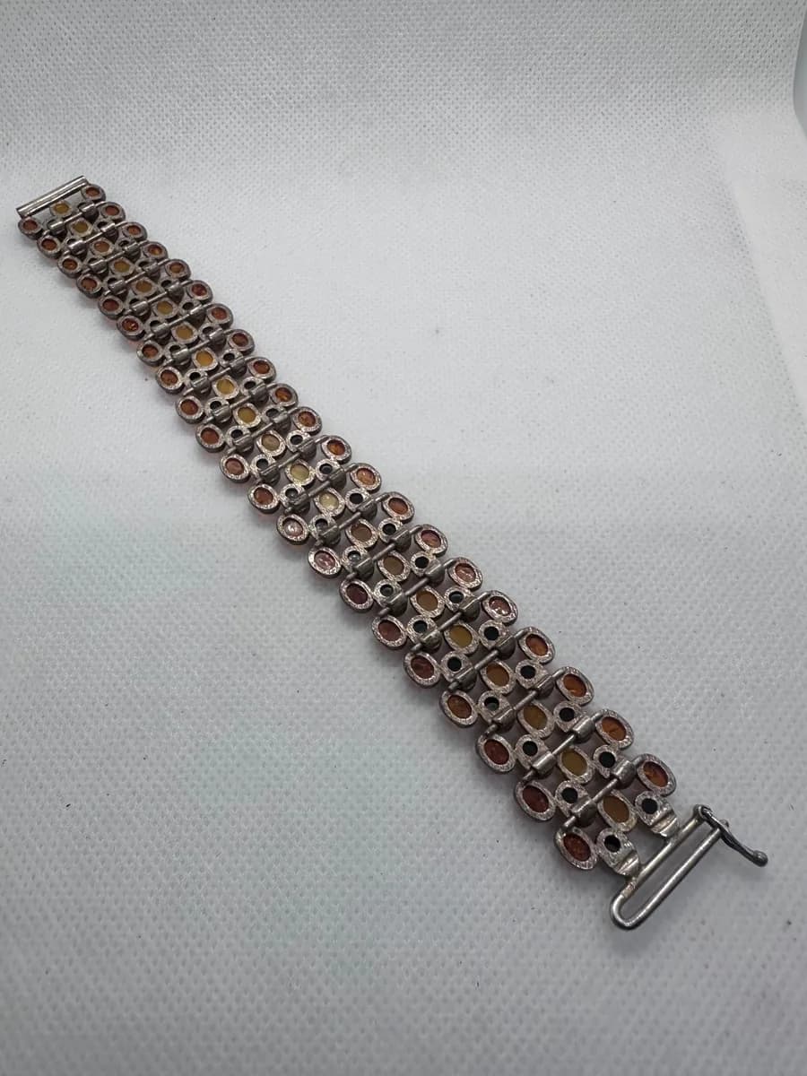 Wide 5-Row Amber Bracelet, Butterscotch, Cognac & Green Amber, 925 Silver, 34.7g 4