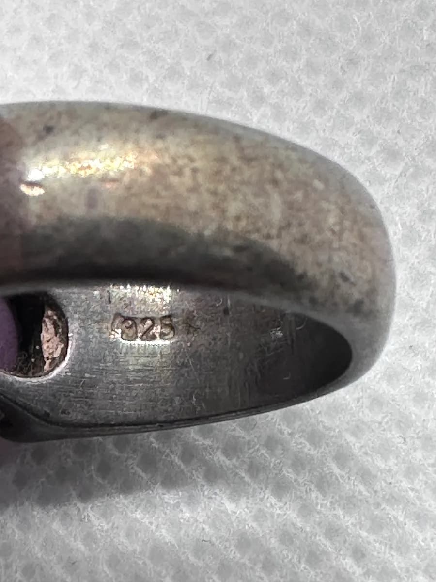 Sterling Silver Ring with Amethyst Cabochon 5