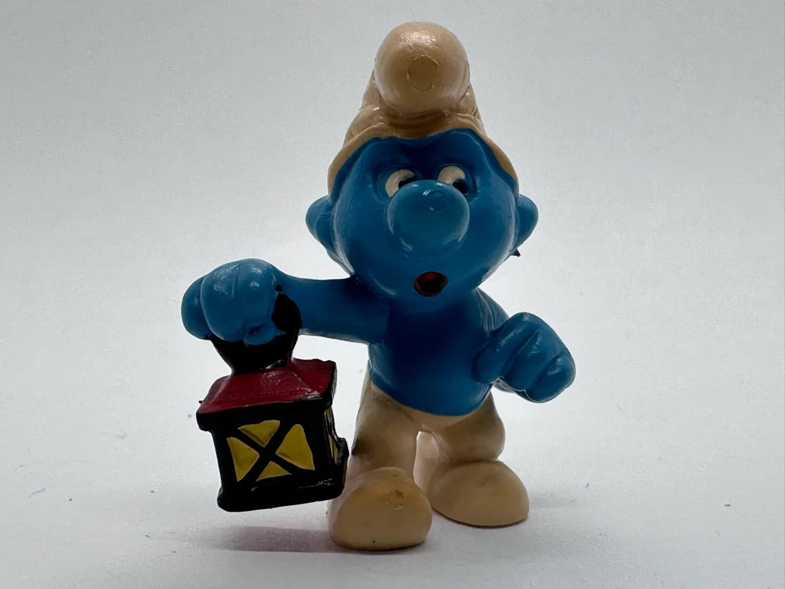 Vintage Schleich Lantern Smurf - Peyo W. Germany PVC Figure