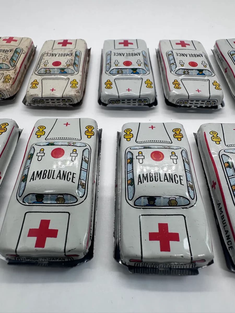 Vintage 1960s Japanese Tin Litho Ambulance Toy Car, Made in Japan 2