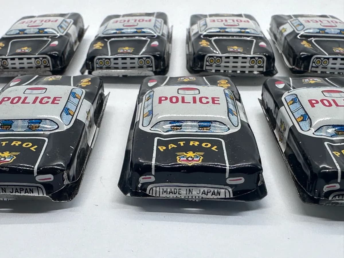 Vintage 1960s Japanese Tin Litho Police Patrol Toy Car, Made in Japan 3