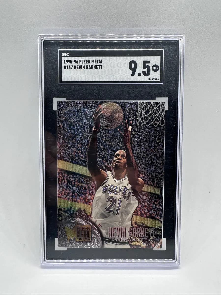 1995-96 Fleer Metal #167 Kevin Garnett Rookie Card, SGC 9.5 Mint+