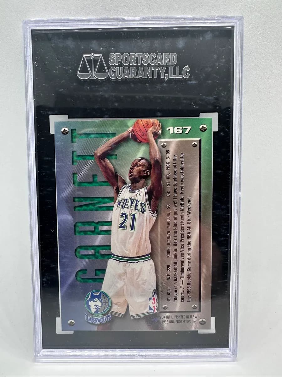 1995-96 Fleer Metal #167 Kevin Garnett Rookie Card, SGC 9.5 Mint+ 2