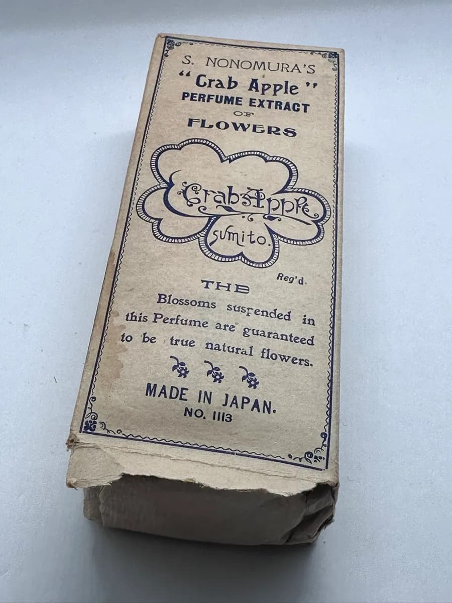 Antique Japanese Perfume Bottle, S. Nonomura Crab Apple, Taisho Era (Original Box) 3