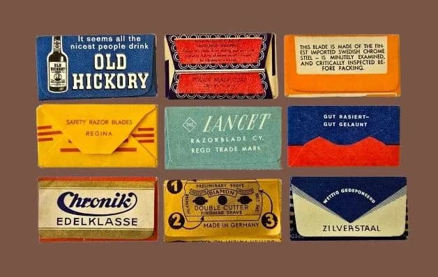 9 Vintage Safety Razor Blades in Original Wrappers, c. 1930s-1950s (Old Hickory Bourbon Promo) 2